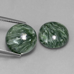  карата, натуральный Зеленый Серафинит, Огранка Круг, Непрозрачный