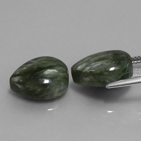  карата, натуральный Зеленый Серафинит, Форма груши, Непрозрачный