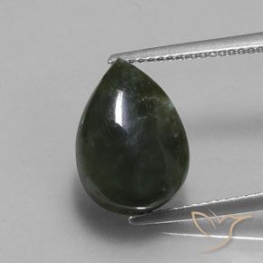 5.86 карата, натуральный Травянисто-зелёный Серафинит, Форма груши, Непрозрачный