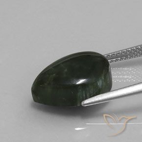 5.86 карата, натуральный Травянисто-зелёный Серафинит, Форма груши, Непрозрачный