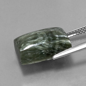 Натуральный зелёный серафинит 9,33 карата багет, непрозрачный