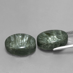  карата, натуральный Зеленый Серафинит, Огранка Овал, Непрозрачный