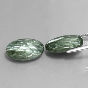  карата, натуральный Зеленый Серафинит, Огранка Овал, Непрозрачный