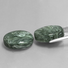  карата, натуральный Зеленый Серафинит, Огранка Овал, Непрозрачный