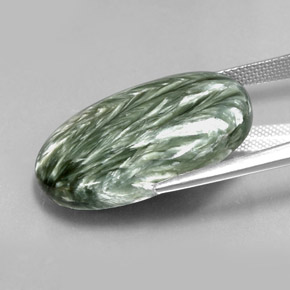 23.76 карата, натуральный Зеленый Серафинит, Огранка Овал, Непрозрачный