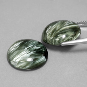  карата, натуральный Зеленый Серафинит, Огранка Круг, Непрозрачный