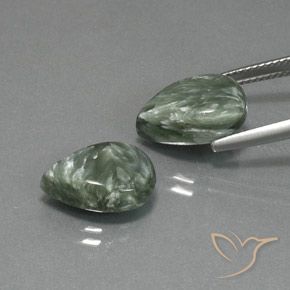 10.07 карата, натуральный Средний зеленый Серафинит, Форма груши, Непрозрачный