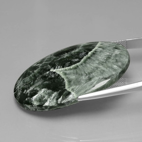 45.44 карата, натуральный Зеленый Серафинит, Огранка Овал, Непрозрачный