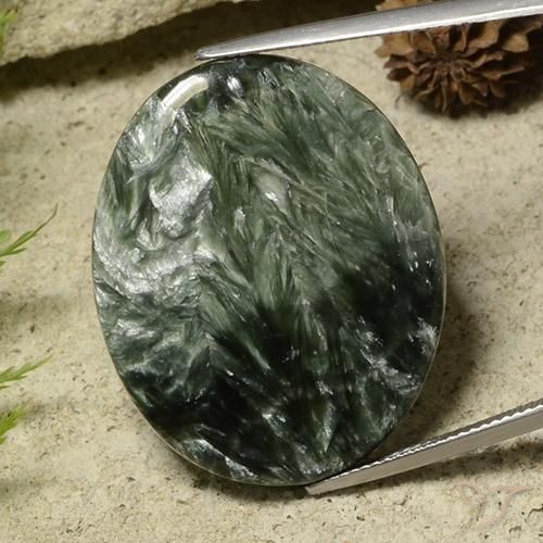 37.98 карата, натуральный Многоцветный Серафинит, Огранка Овал, Непрозрачный