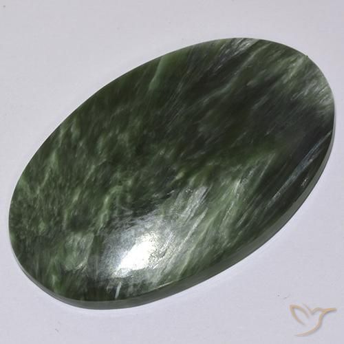 36.14ct Натуральный Зеленый Серафинит, Овал, Непрозрачный