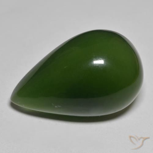 37.60ct Натуральный Темно-зеленый Серпантин, Форма груши, Полупрозрачный