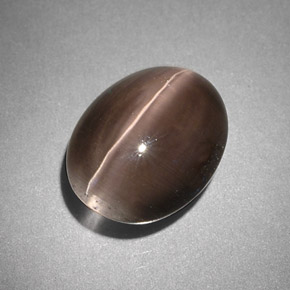 Натуральный серый sillimanite cat's eye 4,25 карата прозрачный, полупрозрачный