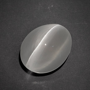 Натуральный серый sillimanite cat's eye 7,96 карата огранка овал, полупрозрачный