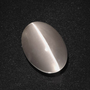 Натуральный серый sillimanite cat's eye 5,66 карата огранка овал, полупрозрачный