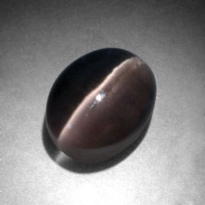 Натуральный серый sillimanite cat's eye 3,96 карата огранка овал, полупрозрачный