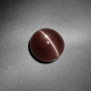 Натуральный коричневый sillimanite cat's eye 1,82 карата огранка круг, полупрозрачный