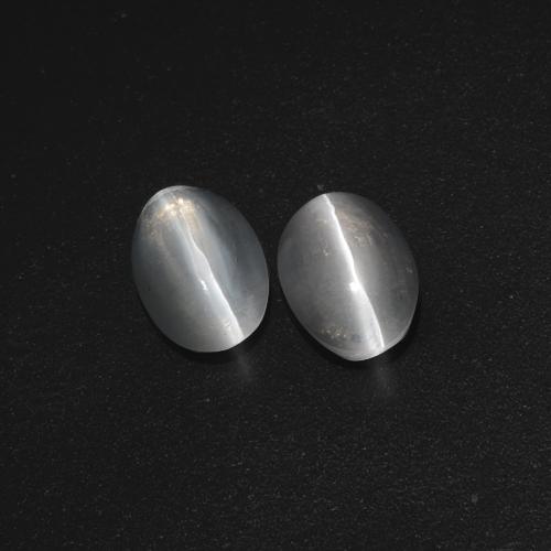 Натуральный серый sillimanite cat's eye 2,32 карата огранка овал, полупрозрачный