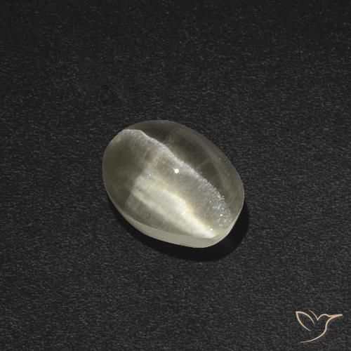 1.84ct Натуральный Теплый белый Силлиманит Кошачий Глаз, Овал, Полупрозрачный