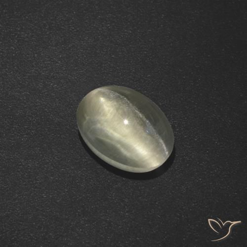 1.73ct Натуральный Теплый белый Силлиманит Кошачий Глаз, Овал, Полупрозрачный