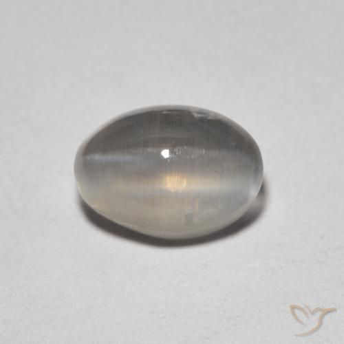 1.64ct Натуральный Очень светло-серый Силлиманит Кошачий Глаз, Овал, Прозрачный