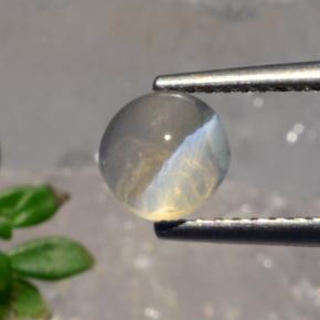 Натуральный серый sillimanite cat's eye 1,56 карата огранка круг, полупрозрачный