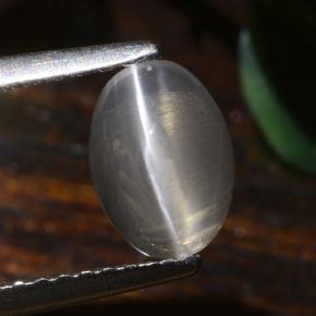 1.40 карата, натуральный Очень светло-серый Силлиманит Кошачий глаз, Огранка Овал, Полупрозрачный