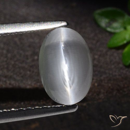 1.51ct Натуральный Белый Силлиманит Кошачий Глаз, Овал, Прозрачный