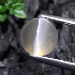 Натуральный серый sillimanite cat's eye 1,74 карата огранка круг, полупрозрачный