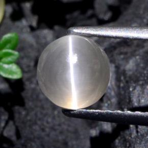 Натуральный серый sillimanite cat's eye 1,74 карата огранка круг, полупрозрачный