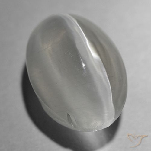 1.43ct Натуральный Очень светло-серый Силлиманит Кошачий Глаз, Овал, Прозрачный
