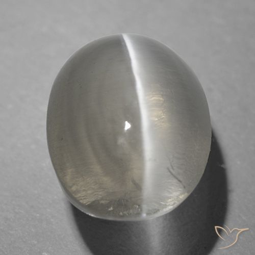 1.26ct Натуральный Очень светло-серый Силлиманит Кошачий Глаз, Овал, Прозрачный