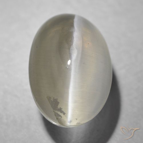 1.41ct Натуральный Очень светло-серый Силлиманит Кошачий Глаз, Овал, Прозрачный