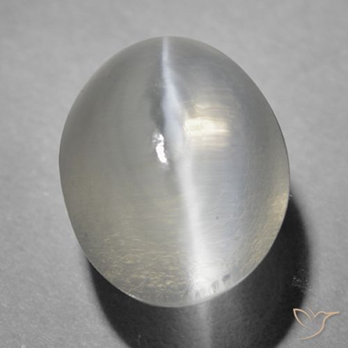 1.46ct Натуральный Очень светло-серый Силлиманит Кошачий Глаз, Овал, Прозрачный