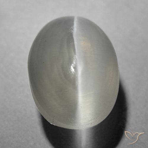 1.63ct Натуральный Очень светло-серый Силлиманит Кошачий Глаз, Овал, Прозрачный