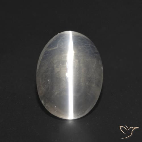 1.07ct Натуральный Очень светло-серый Силлиманит Кошачий Глаз, Овал, Прозрачный
