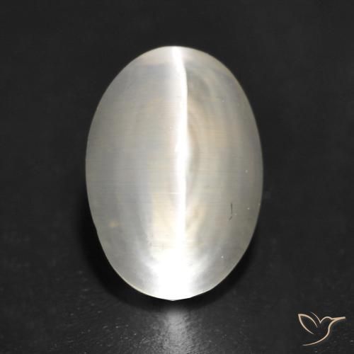 1.29ct Натуральный Очень светло-серый Силлиманит Кошачий Глаз, Овал, Прозрачный