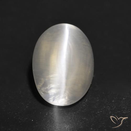1.41ct Натуральный Теплый белый Силлиманит Кошачий Глаз, Овал, Прозрачный