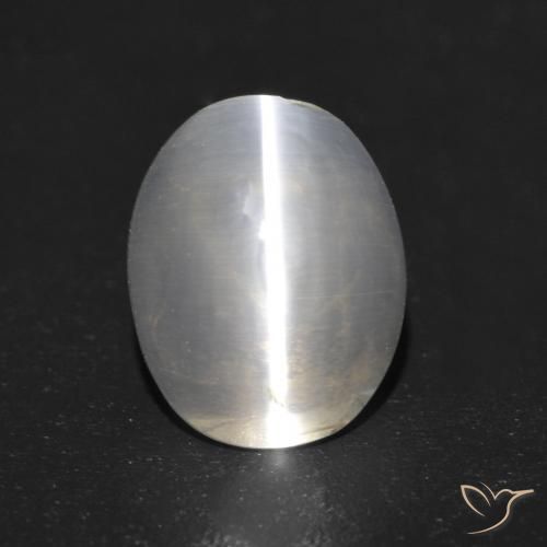 1.24ct Натуральный Теплый белый Силлиманит Кошачий Глаз, Овал, Прозрачный