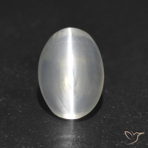 1.21ct Натуральный Белый Силлиманит Кошачий Глаз, Овал, Прозрачный