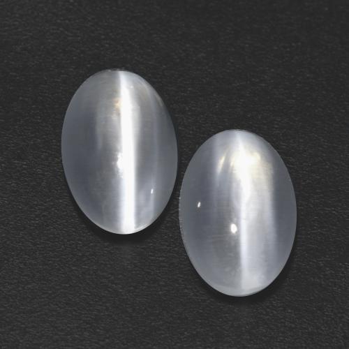 Натуральный белый sillimanite cat's eye 2,45 карата огранка овал, прозрачный