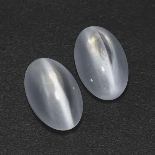 Натуральный белый sillimanite cat's eye 2,45 карата огранка овал, прозрачный