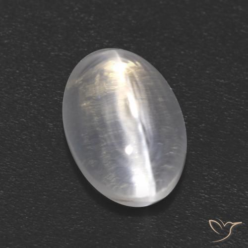 1.21ct Натуральный Ясно Белый Силлиманит Кошачий Глаз, Овал, Прозрачный