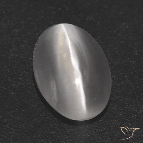 1.16ct Натуральный Ясно Белый Силлиманит Кошачий Глаз, Овал, Прозрачный