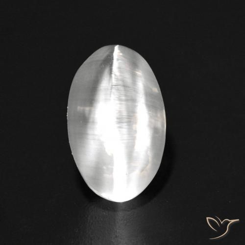 1.42ct Натуральный Белый Силлиманит Кошачий Глаз, Овал, Прозрачный