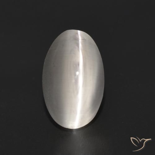 1.35ct Натуральный Очень светло-серый Силлиманит Кошачий Глаз, Овал, Прозрачный