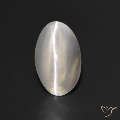 1.10ct Натуральный Очень светло-серый Силлиманит Кошачий Глаз, Овал, Прозрачный