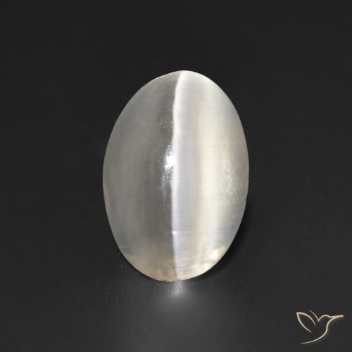 1.23ct Натуральный Очень светло-серый Силлиманит Кошачий Глаз, Овал, Прозрачный