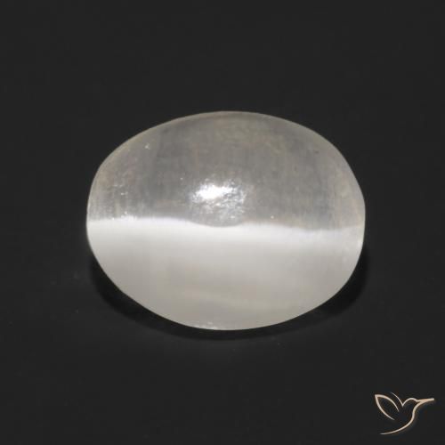 1.08ct Натуральный Очень светло-серый Силлиманит Кошачий Глаз, Овал, Прозрачный