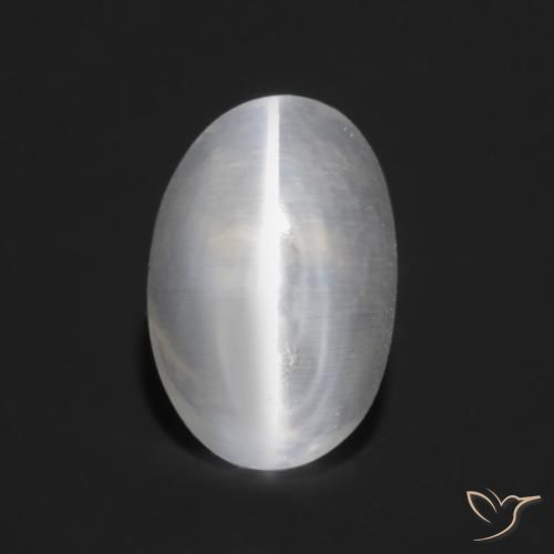1.23ct Натуральный Очень светло-серый Силлиманит Кошачий Глаз, Овал, Прозрачный