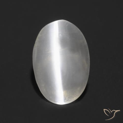 0.81ct Натуральный Очень светло-серый Силлиманит Кошачий Глаз, Овал, Прозрачный